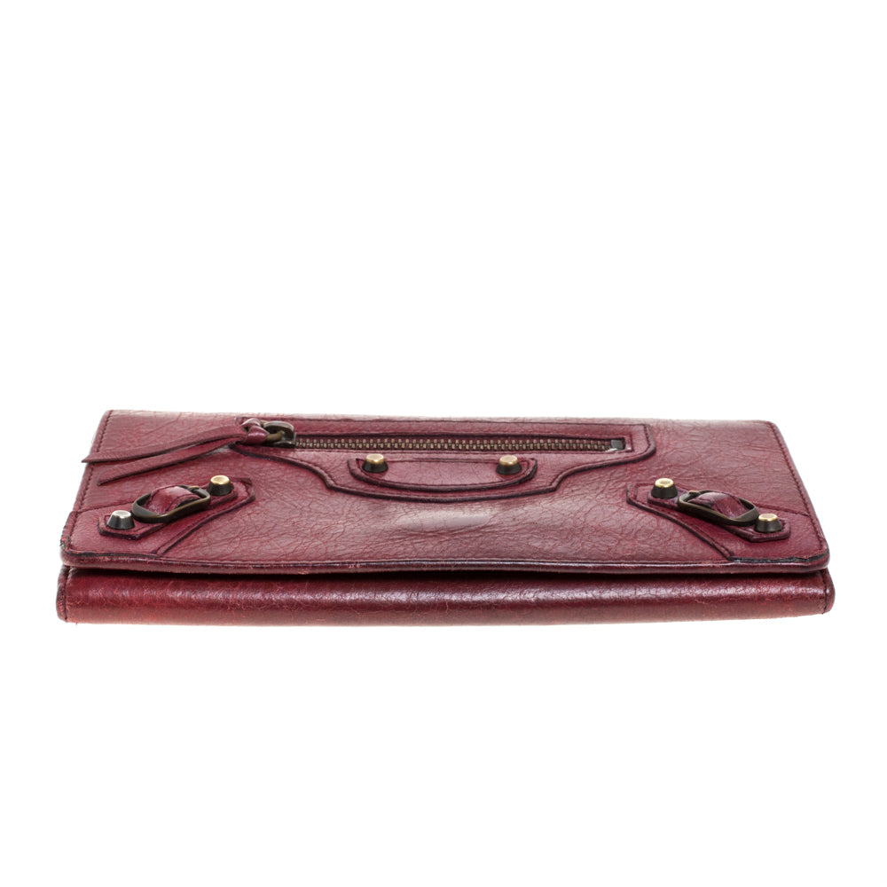 Balenciaga Bordeaux Leather City Wallet | Luxury Leather Wallet