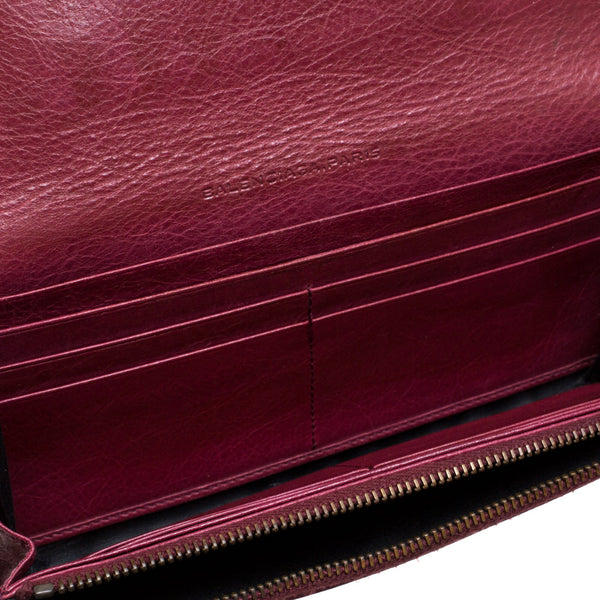 Balenciaga Bordeaux Leather City Wallet | Luxury Leather Wallet