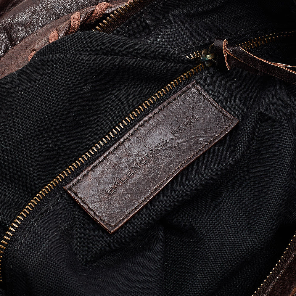 Balenciaga Brown Leather RH Day Bag | Designer Luxury Handbag