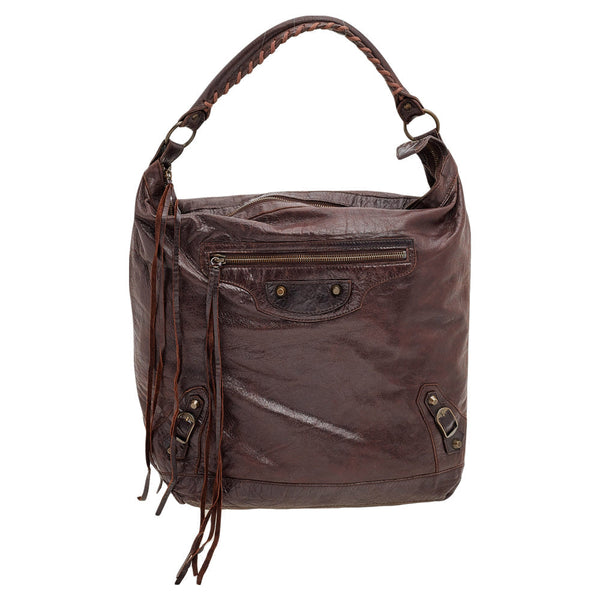 Balenciaga Brown Leather RH Day Bag | Designer Luxury Handbag