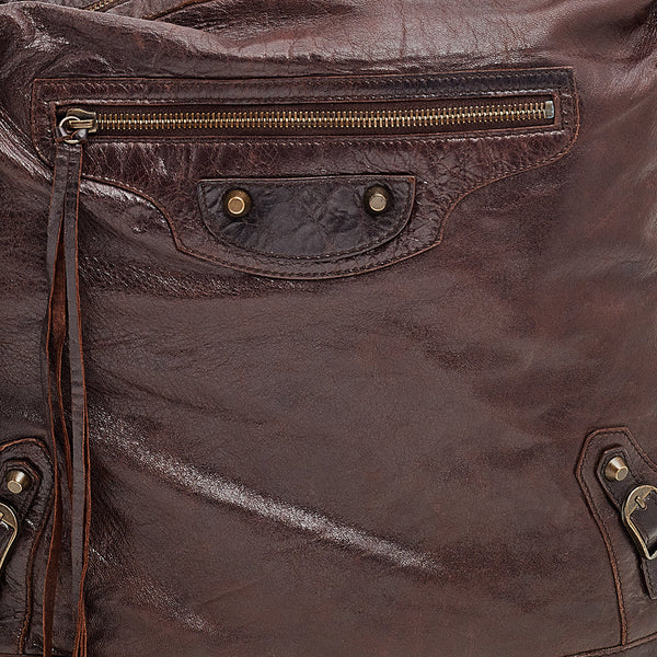 Balenciaga Brown Leather RH Day Bag | Designer Luxury Handbag