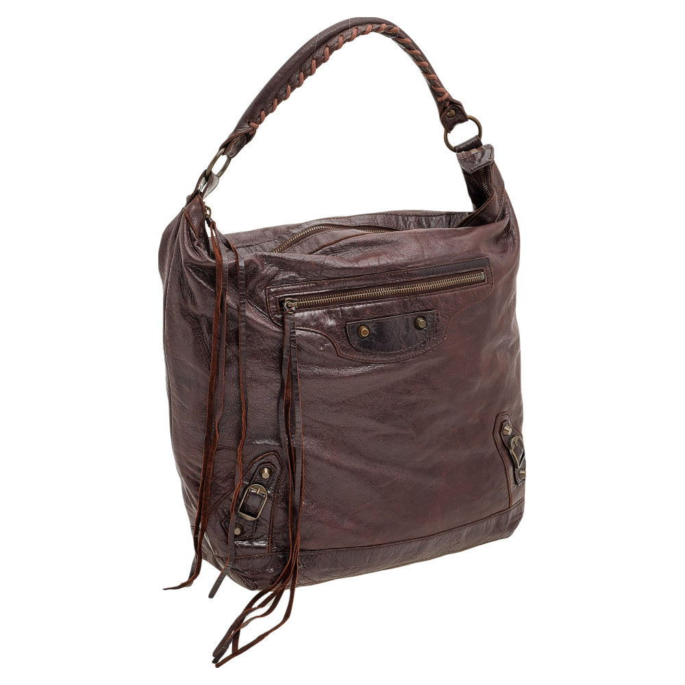 Balenciaga Brown Leather RH Day Bag | Designer Luxury Handbag