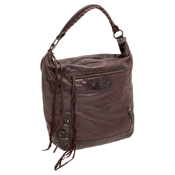 Balenciaga Brown Leather RH Day Bag | Designer Luxury Handbag