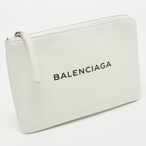 Balenciaga White Leather Zip Pouch | Premium Designer Piece