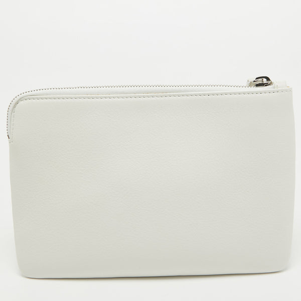 Balenciaga White Leather Zip Pouch | Premium Designer Piece