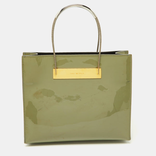 Balenciaga Grey Patent Leather Small Cable Shopper Tote | Premium Designer Piece