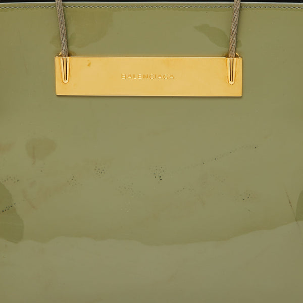 Balenciaga Grey Patent Leather Small Cable Shopper Tote | Premium Designer Piece
