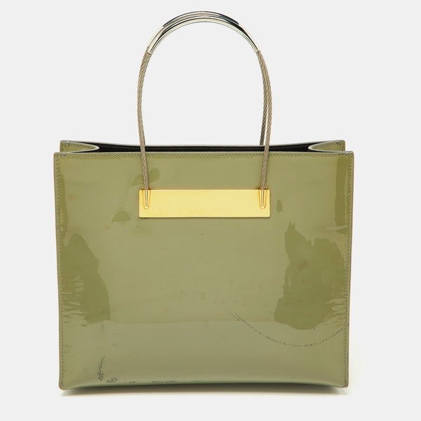 Balenciaga Grey Patent Leather Small Cable Shopper Tote | Premium Designer Piece