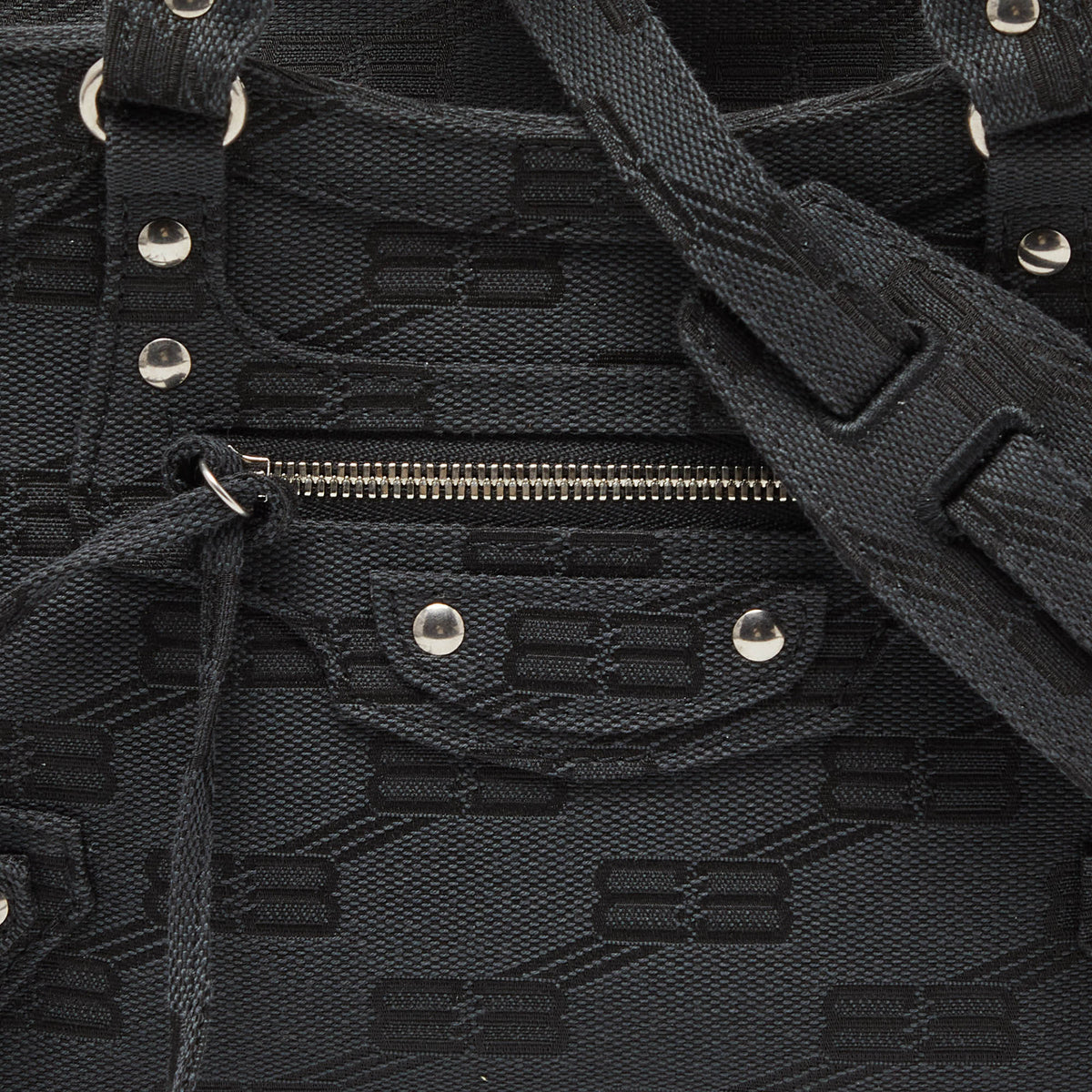 Balenciaga Black BB Monogram Canvas XS Neo Cagole Bag | Studded Leather Shoulder Bag