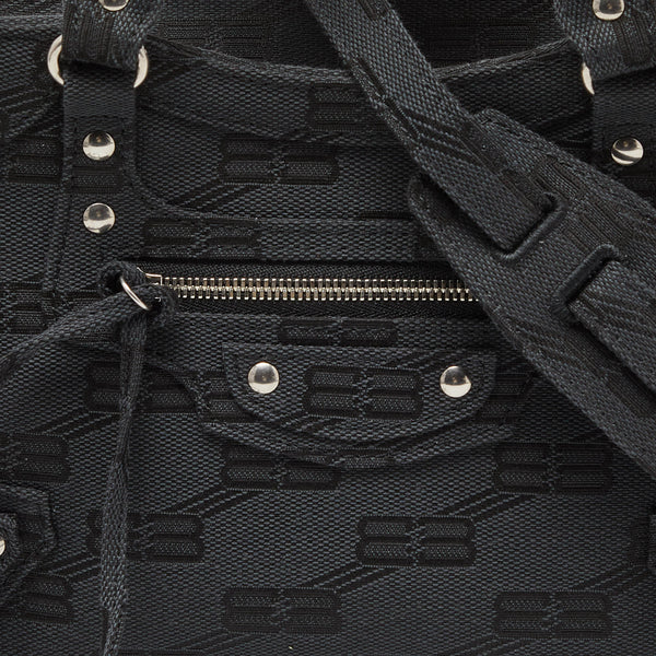 Balenciaga Black BB Monogram Canvas XS Neo Cagole Bag | Studded Leather Shoulder Bag