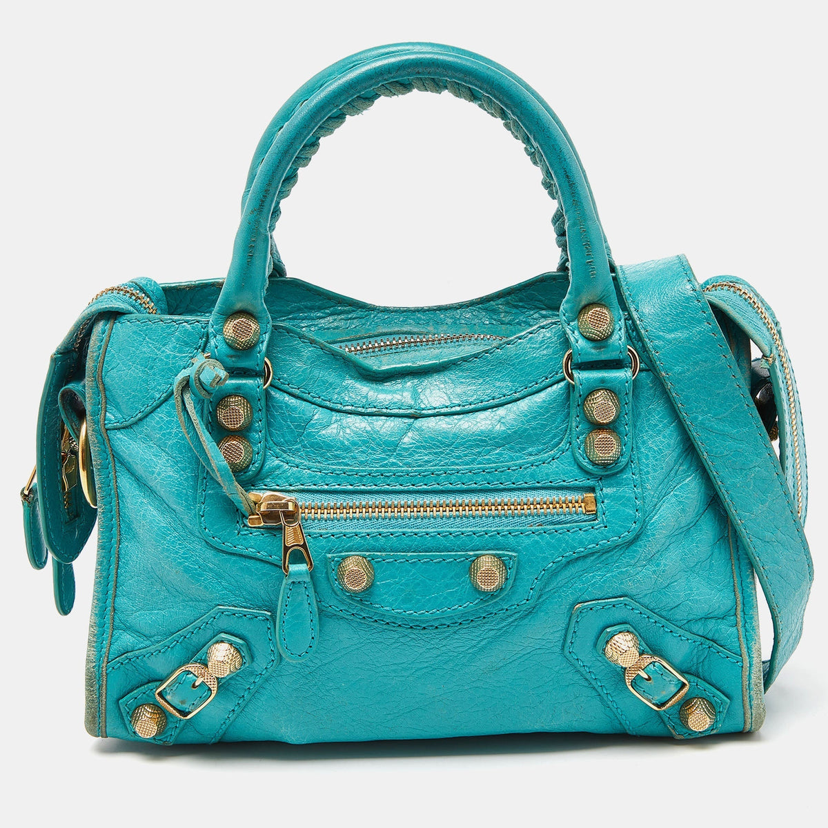 Balenciaga Bleu Tropical Leather Mini Classic City Bag — Designer Leather Handbag