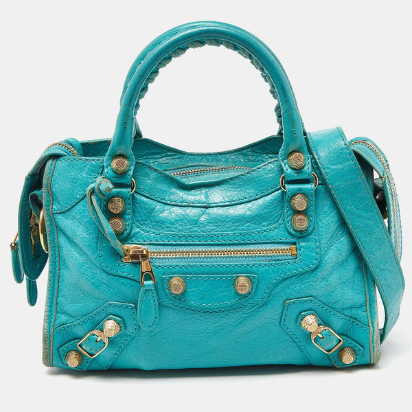 Balenciaga Bleu Tropical Leather Mini Classic City Bag — Designer Leather Handbag