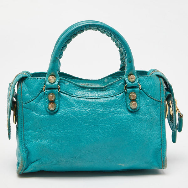 Balenciaga Bleu Tropical Leather Mini Classic City Bag — Designer Leather Handbag