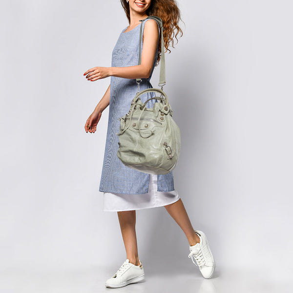 Balenciaga Argent Leather GSH Pompon Hobo | Casual Luxury Hobo Bag