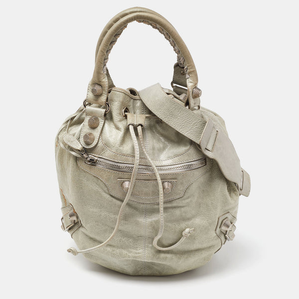 Balenciaga Argent Leather GSH Pompon Hobo | Casual Luxury Hobo Bag