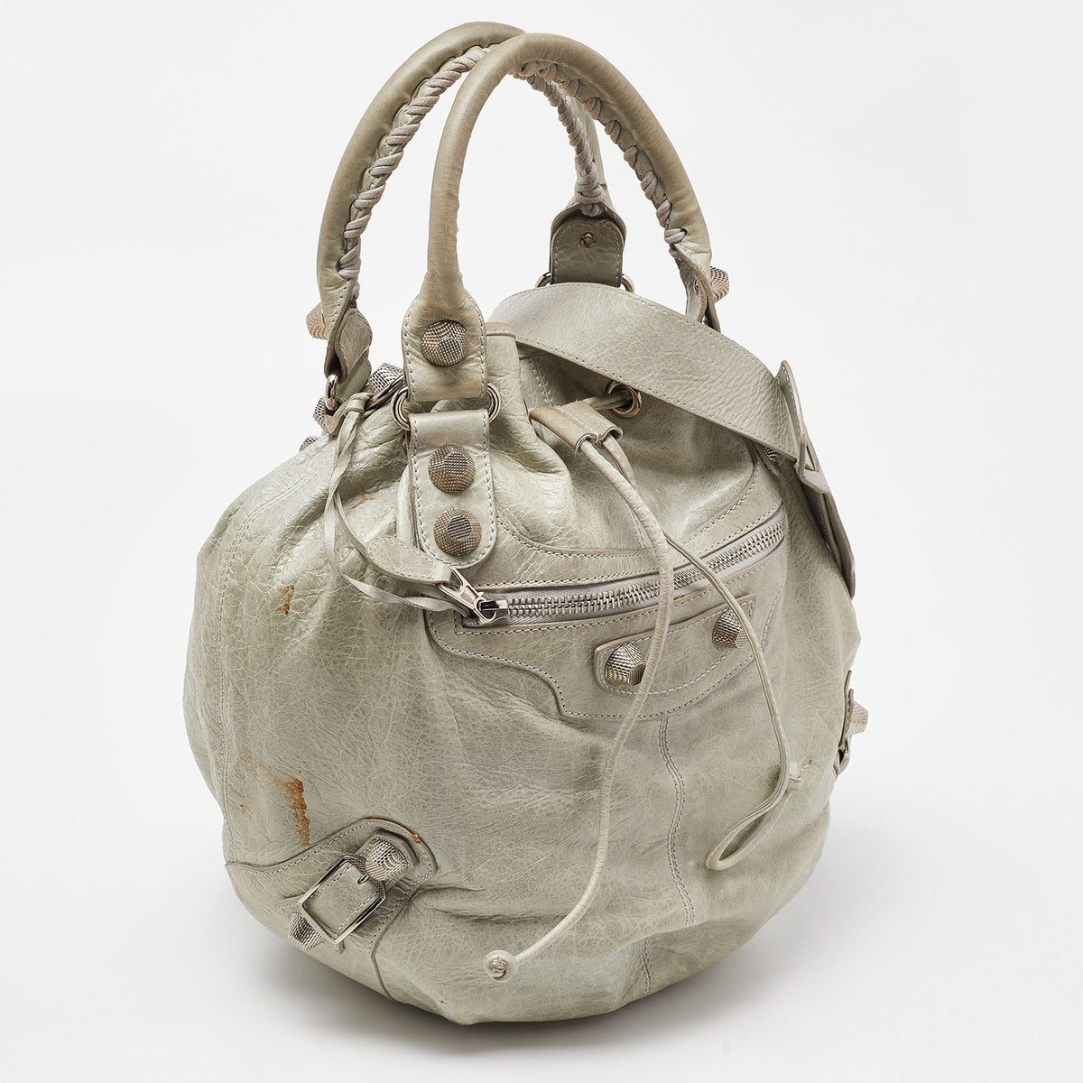 Balenciaga Argent Leather GSH Pompon Hobo | Casual Luxury Hobo Bag