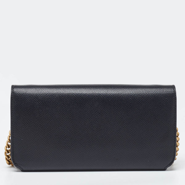 Balenciaga Black Leather Everyday Wallet on Chain — Designer Chain Bag