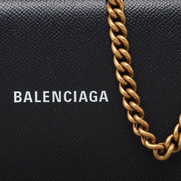 Balenciaga Black Leather Everyday Wallet on Chain — Designer Chain Bag