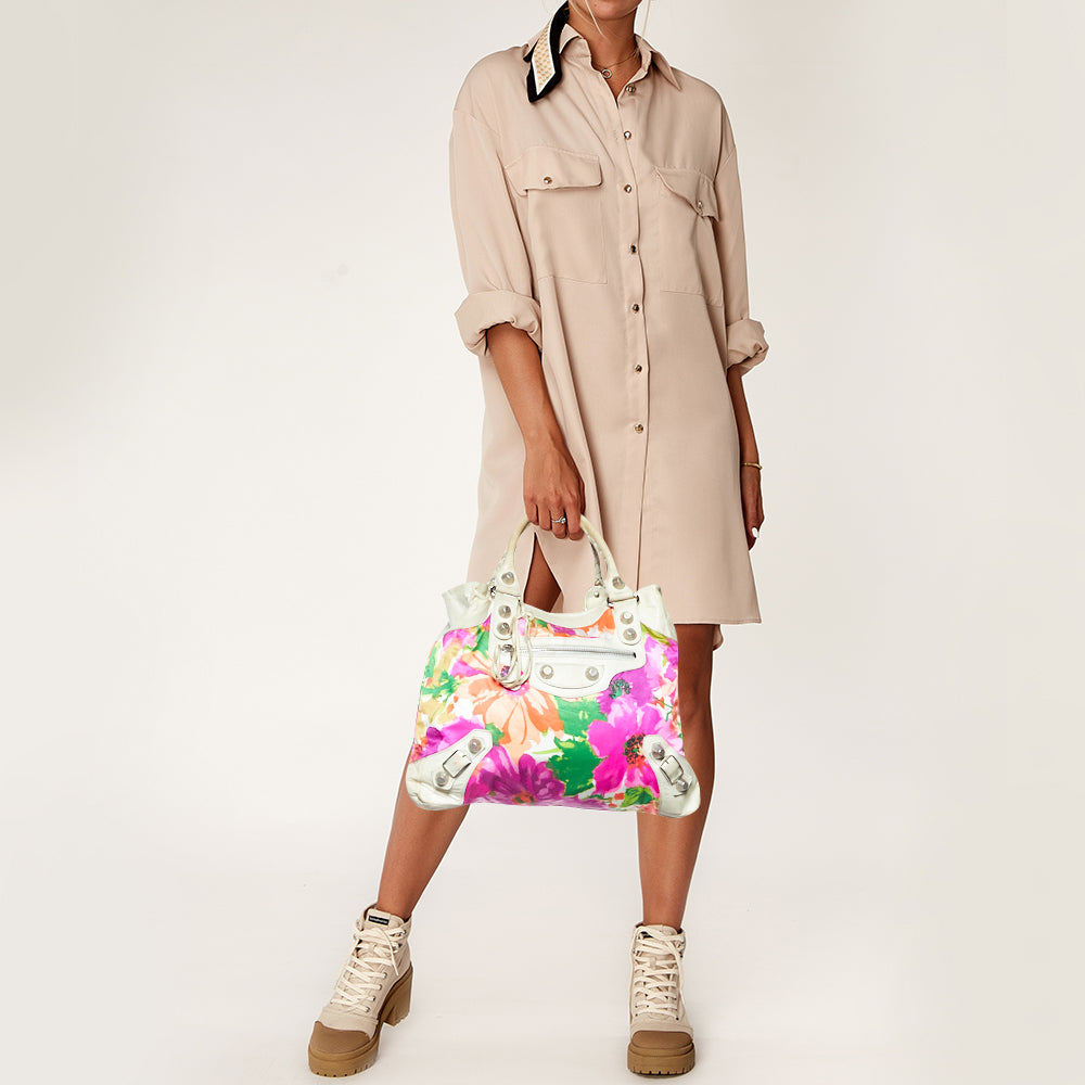 Balenciaga Multicolor Printed Nylon and Leather GSH Brief Bag | Designer Luxury Handbag