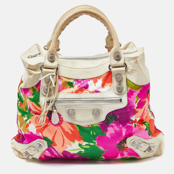 Balenciaga Multicolor Printed Nylon and Leather GSH Brief Bag | Designer Luxury Handbag