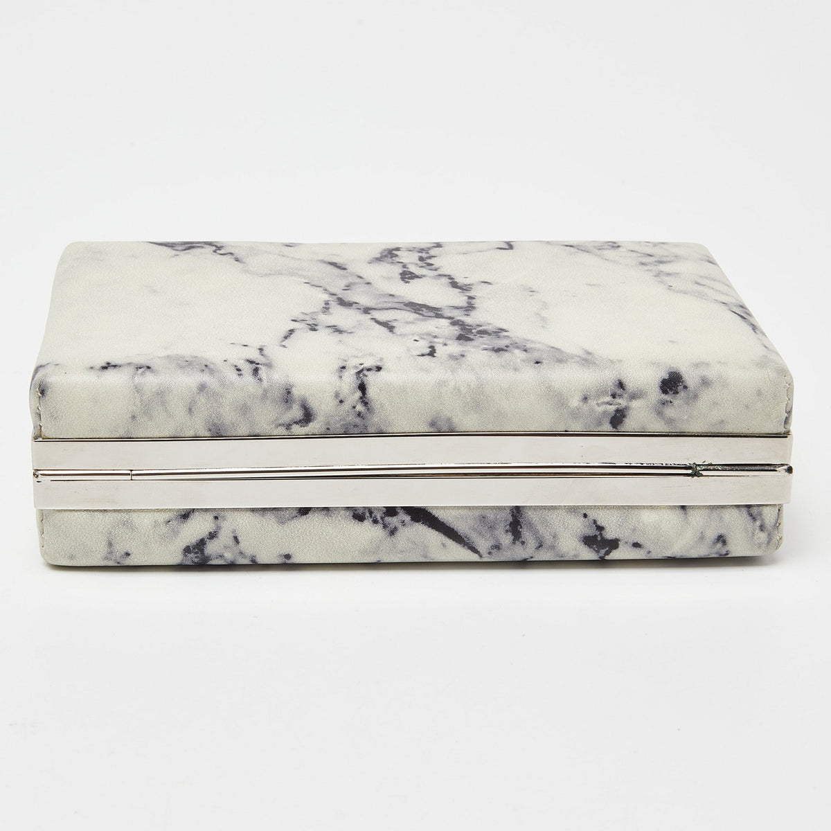 Balenciaga Off White/Black Marble Leather Le Dix Minaudiere Box Clutch | Designer Clutch Bag