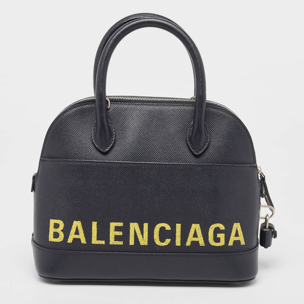Balenciaga Navy Blue Leather Small Ville Bag | Designer Luxury Handbag