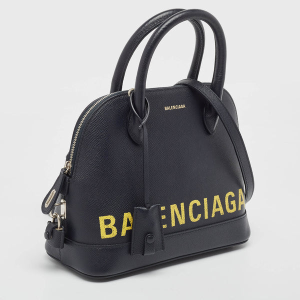 Balenciaga Navy Blue Leather Small Ville Bag | Designer Luxury Handbag