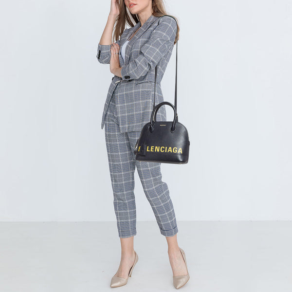 Balenciaga Navy Blue Leather Small Ville Bag | Designer Luxury Handbag