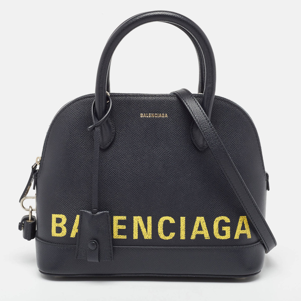 Balenciaga Navy Blue Leather Small Ville Bag | Designer Luxury Handbag