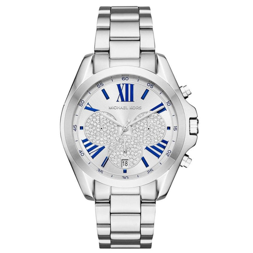 Lifestyle view of Michael Kors women's blue watch