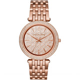 Side view of Michael Kors women's rose gold watch