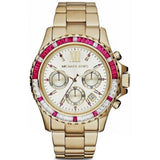 Side view of Michael Kors women's gold watch