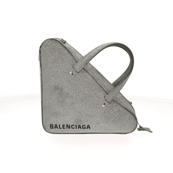 Balenciaga Triangle Handbag in Metallic Leather | Designer Luxury Handbag