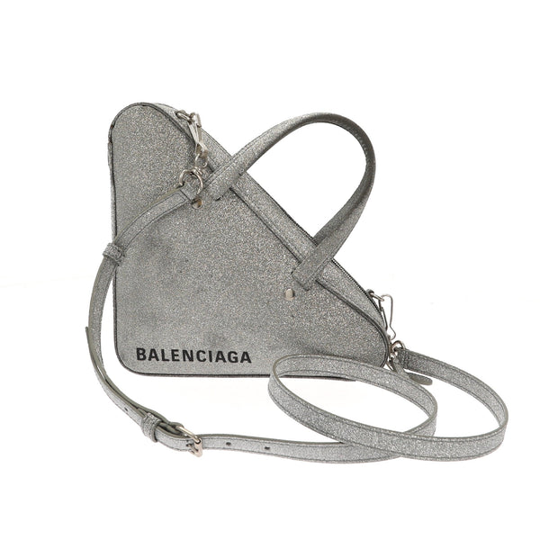 Balenciaga Triangle Handbag in Metallic Leather | Designer Luxury Handbag