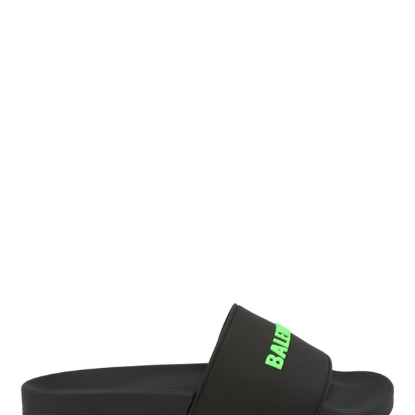 Balenciaga Logo Pool Slides Mens M565547W-1S81-1030 — Designer Logo Pool Slides