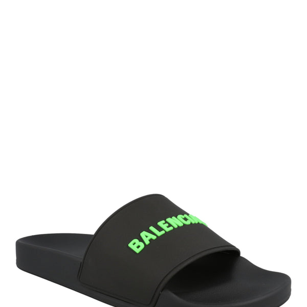 Balenciaga Logo Pool Slides Mens M565547W-1S81-1030 — Designer Logo Pool Slides