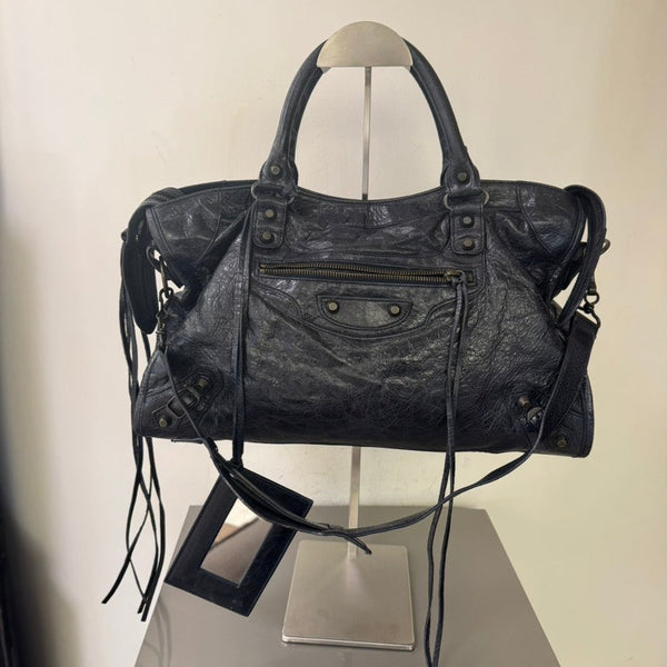 Balenciaga City Black Leather Tote Bag Medium — Premium Leather Tote