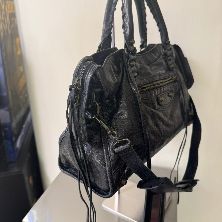 Balenciaga City Black Leather Tote Bag Medium — Premium Leather Tote