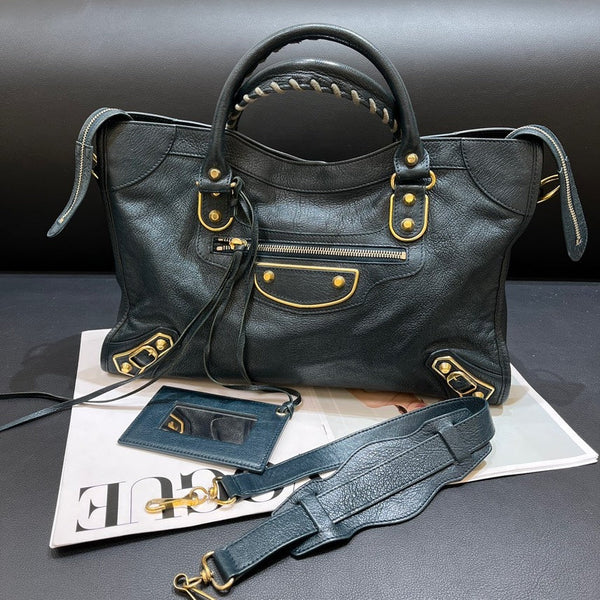 Balenciaga Black Leather Motorcycle Bag Large | Designer Luxury Handbag