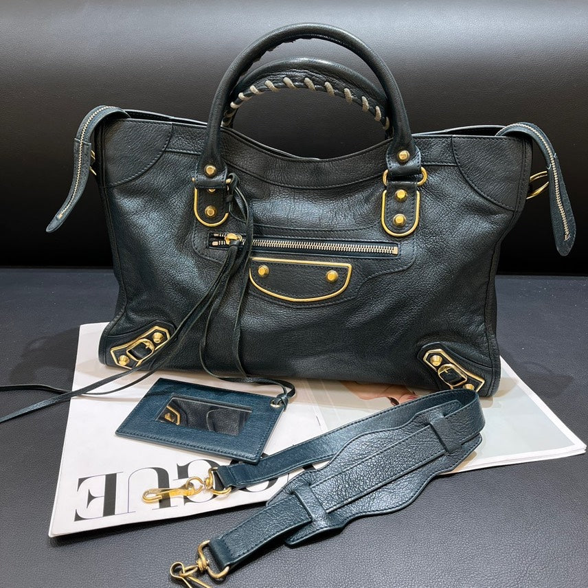 Balenciaga Black Leather Motorcycle Bag Large | Designer Luxury Handbag