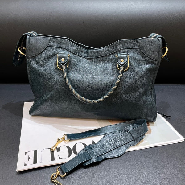 Balenciaga Black Leather Motorcycle Bag Large | Designer Luxury Handbag