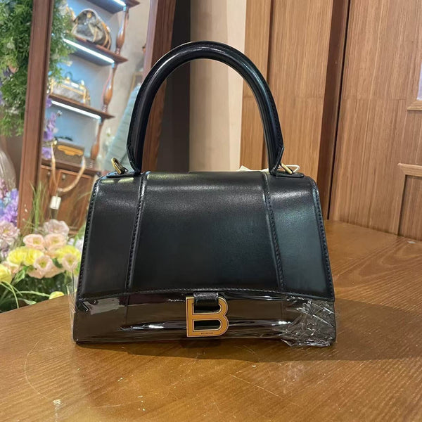 Balenciaga Hourglass Bag - Black Leather Top Handle Bag — Designer Top Handle Bag