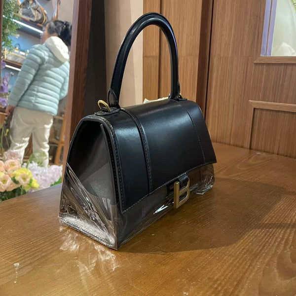 Balenciaga Hourglass Bag - Black Leather Top Handle Bag — Designer Top Handle Bag