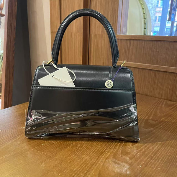Balenciaga Hourglass Bag - Black Leather Top Handle Bag — Designer Top Handle Bag