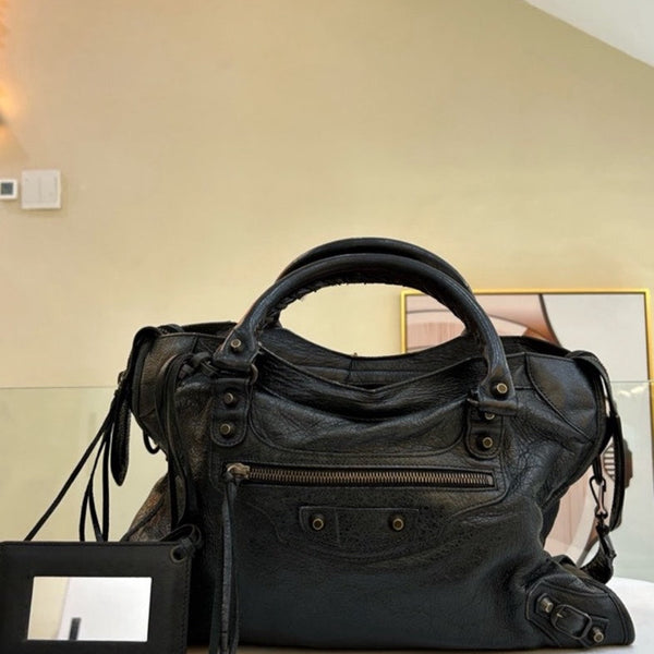 Balenciaga City Bag Classic Black Leather Shoulder Bag — Designer Leather Handbag