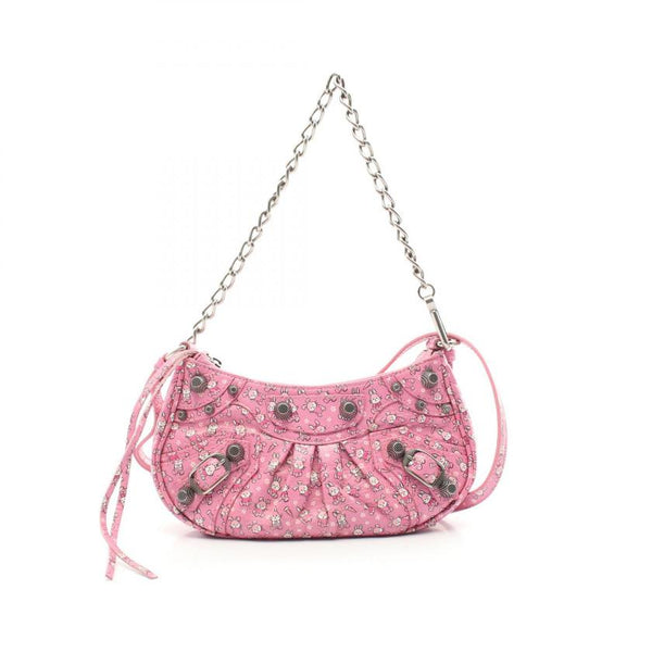 Balenciaga Le Cagole Mini Bag Pink Rabbit Leather | Studded Leather Shoulder Bag