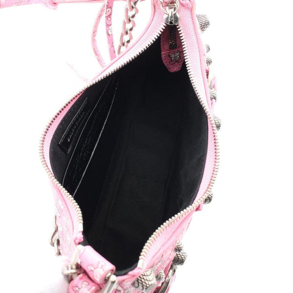 Balenciaga Le Cagole Mini Bag Pink Rabbit Leather | Studded Leather Shoulder Bag