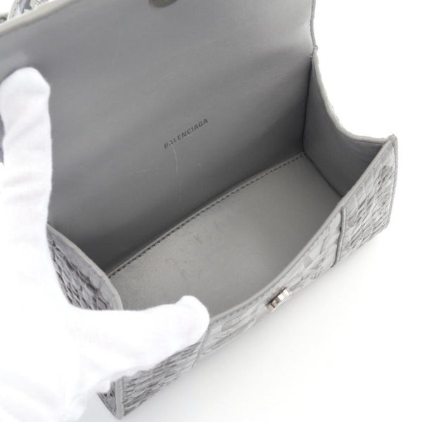 Balenciaga Hourglass XS Handbag Leather Gray | Designer Top Handle Bag