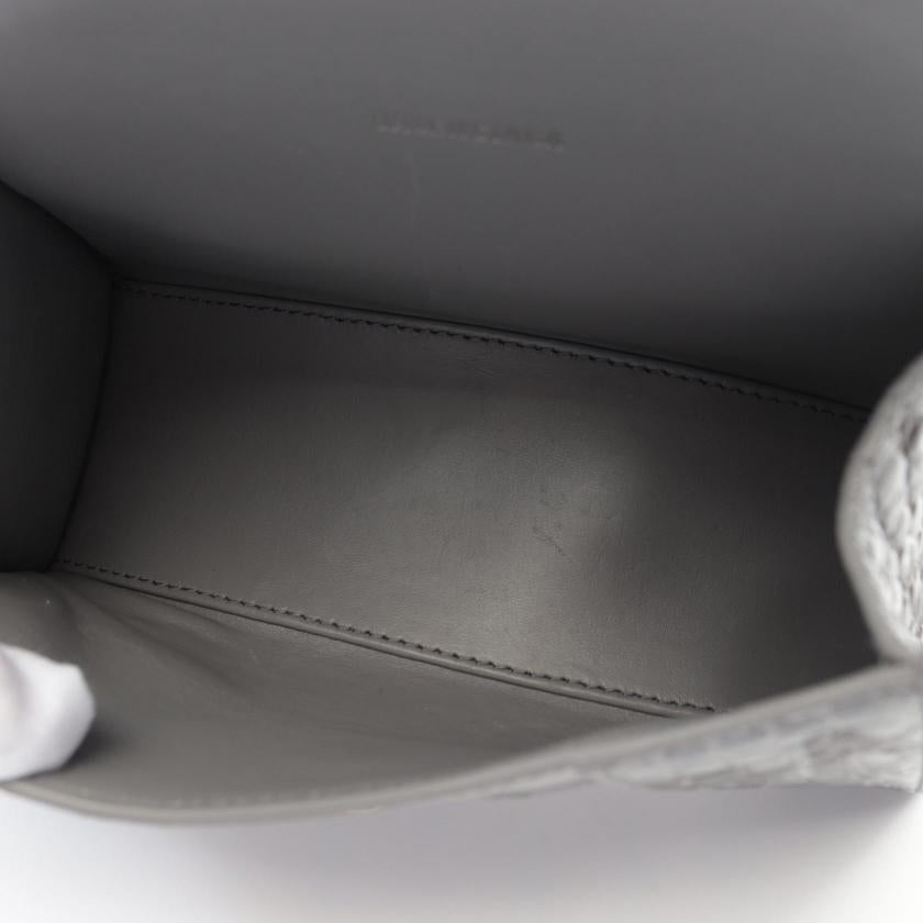 Balenciaga Hourglass XS Handbag Leather Gray | Designer Top Handle Bag