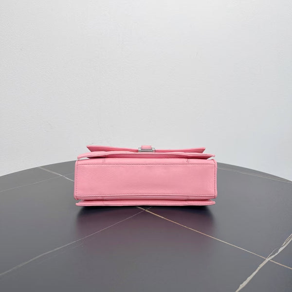 Balenciaga Le Cagole Pink Shoulder Bag | Studded Leather Shoulder Bag